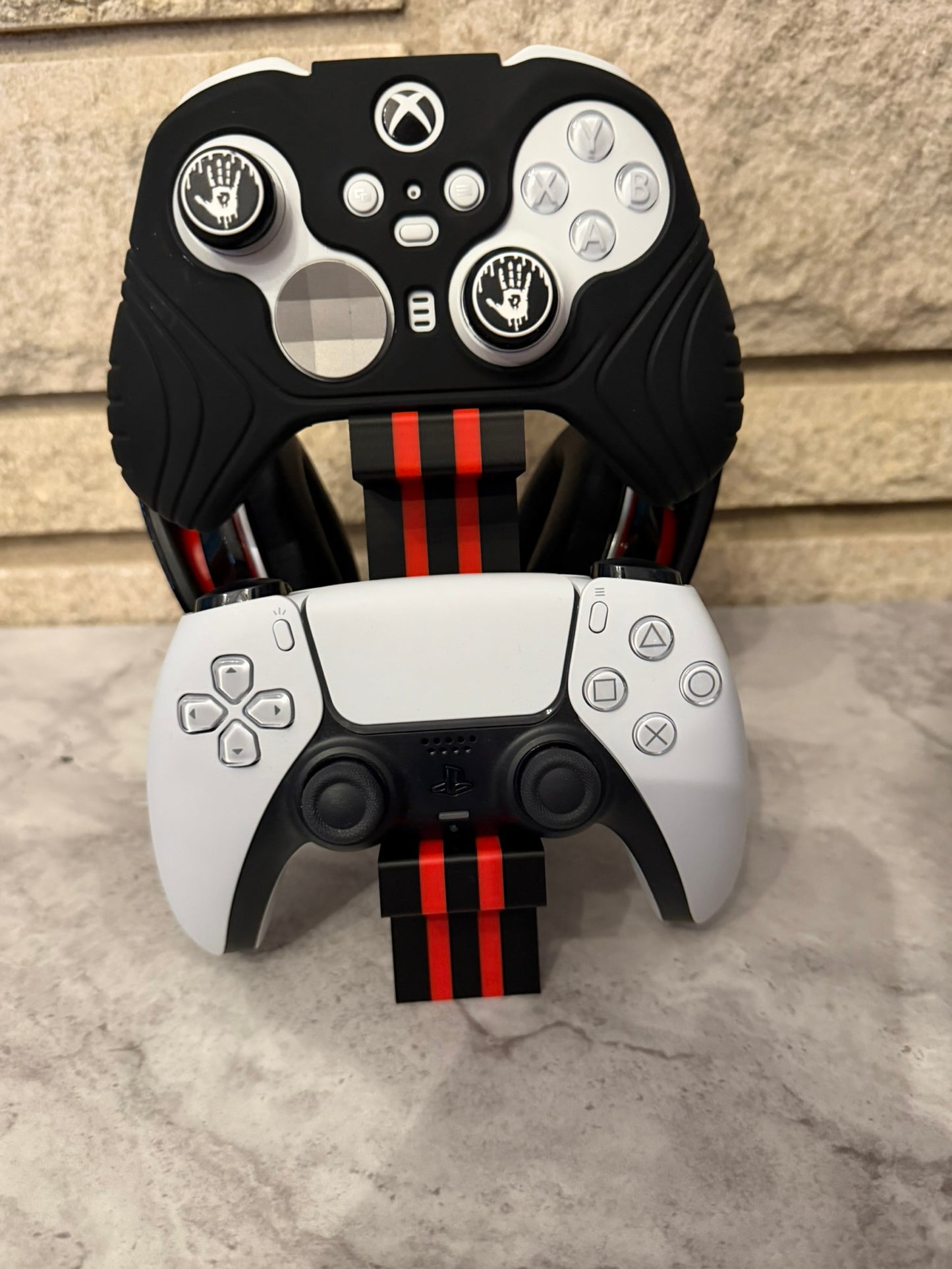 Dual Controller Holder with Headset Stand