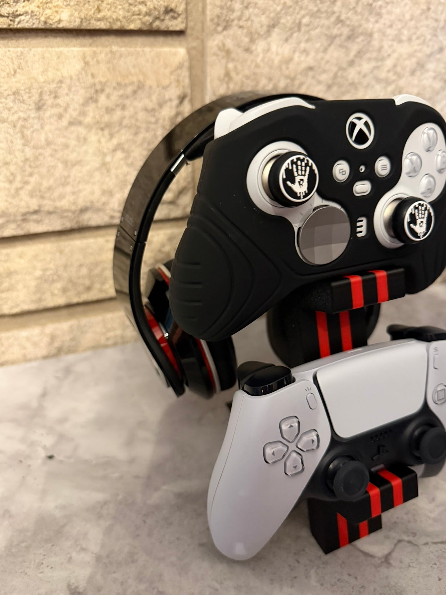 Dual Controller Holder with Headset Stand